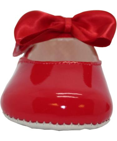 British-Made Baby Girls Red Pram Shoes with Bow Detail | Soft Sole | Size 3 UK Child - Buy Online on GoSupps.com