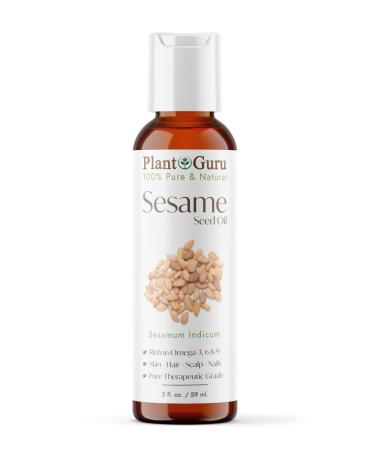 Sesame Seed Oil 2 oz Cold Pressed Carrier 100% Pure Natural For Skin Body Face and Hair Growth Moisturizer. Great For Creams Lotions Lip balm and Soap Making
