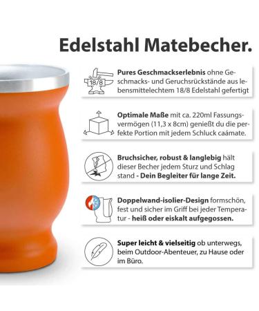 Organic Mate Tea Set - 3 Types of Mate Double-Walled Stainless Steel Cup & Bombilla - Perfect Gift Red - Buy Online on GoSupps.com