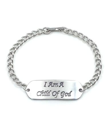 Child of God ID Bracelet IDB-12SH - with Sister Hook Clasp - Stainless Steel - Personalized Engraving - Customized Bracelet Length - Child Youth or Adult