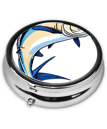 Fish Printed Mini Round Pill Box | 3 Compartment Portable Pill Organizer | Travel Medicine Case for Home & Office - Buy Online on GoSupps.com