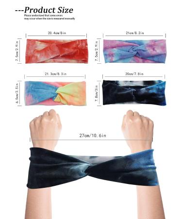 Elastic Stretch Headband for Women - Non Slip Yoga Knotted Headband for Sports & Running - Thin Soft Breathable Boho Wrap Head Bands in Colorful Tie Dye - CYHYII - Buy Online on GoSupps.com