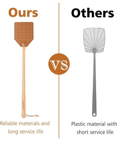 SAMEBUTECO Heavy Duty Leather Fly Swatter - Brown Leather/Beech Wood Handle - 19.7 - Indoor/Outdoor Use - Buy Online on GoSupps.com