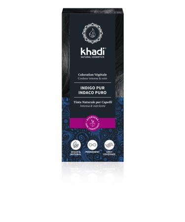 Khadi Pure Indigo Plant Hair Color | Natural Vegan Deep Black to Shimmering Blue-Black | 100% Vegetable Certified Cosmetics | 100g - Buy Online on GoSupps.com