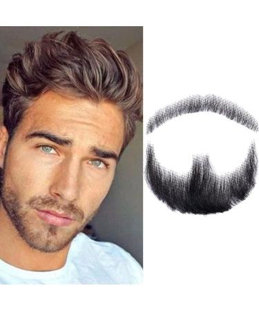 Human Hair Fake Face Beard and Mustache Invisible False Beards for Adults Men for Film Makeup and Special Effects Cosplay Party Prop Black - Buy Online on GoSupps.com