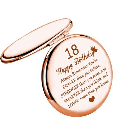 Rose Gold 18th Birthday Makeup Mirror Gift for Her - FUSTMW Turning 18 Years Old Mini Mirror 2x 1x Magnification - Buy Online on GoSupps.com