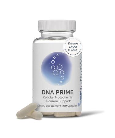 InfiniWell DNA Prime Advanced Telomere Supplements for Mitochondrial Support Healthy Aging & Cellular Renewal - with ac-11 Activated Bromelain Cat's Claw Buckwheat Peptides & More (60 Capsules)