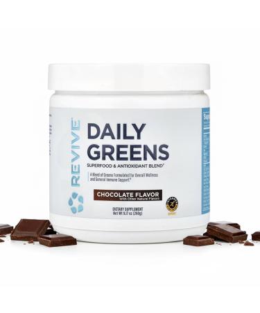 Revive MD Daily Green Powder Superfood (Chocolate) - Supergreens Powder to Support Energy Levels - Green Juice That Improves Fiber Intake - Vegetable Supports Digestion and Gut Health (30 Servings)