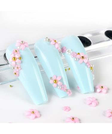 800 Pieces 3D Flower Nail Art Charm White Flowers Decoration Decals Resin With Metal Caviar Beads Mixed Size Acrylic Ornament Manicure Accessories Bags for Women Girls Multicolor - Buy Online on GoSupps.com