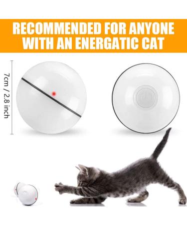 Smart Cat Ball Toy Interactive Cat Toys for Indoor Cats Adult Automatic 360 Rotating Kitten Toys with LED Light Stimulate Hunting Instinct - USB Rechargeable White - Buy Online on GoSupps.com