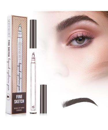 Microblading Eyebrow Pen 3D Waterproof and Sweat-proof Eyebrow Pencil Contouring Pen Long-Lasting Magic Eyebrow Pencil Natural Makeup Eyebrow Brush 4 Tip Eyebrow Penci(A-Chestnut)