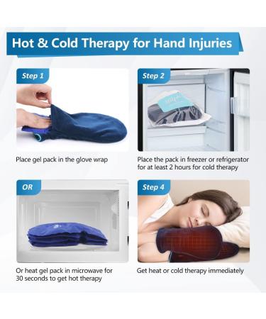 Hilph Ice Gloves - Hot and Cold Therapy Hand Ice Pack Wrap with 4 Gel Cold Packs for Chemotherapy, Injuries, Neuropathy, Swelling - Large (1 Pair) - Buy Online on GoSupps.com