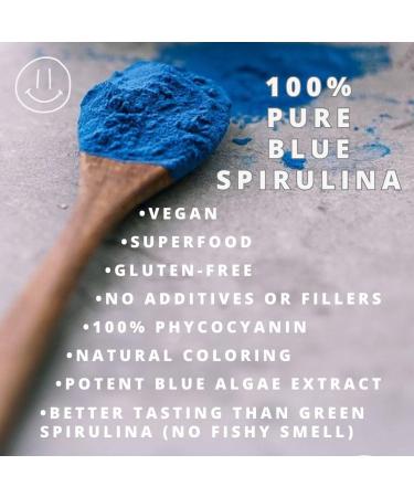 Blue Spirulina Powder - 1lb Pack | 100% Pure Phycocyanin Superfood from Blue Algae | Natural Food Coloring for Smoothies & Protein Drinks | Vegan-Friendly - Buy Online on GoSupps.com