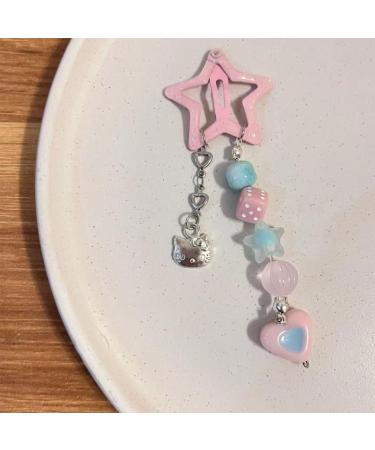 xbiez Y2K Beads Pendant Star Shape Hair Clip Summer Hair Clip for Woman Girls Taking Photo Bangs Hair Barrettes Anti-slip Pink - Buy Online on GoSupps.com
