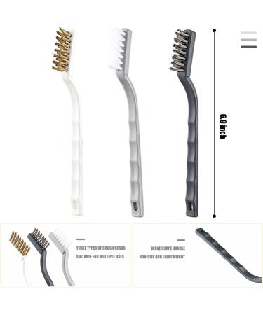 ORIJOYNA 3-Piece Kitchen Cleaning Scrub Brush Set with Stainless Steel Brass and Nylon Bristles - Ideal for Range Hood Degreasing Grime and Rust Removal - Buy Online on GoSupps.com