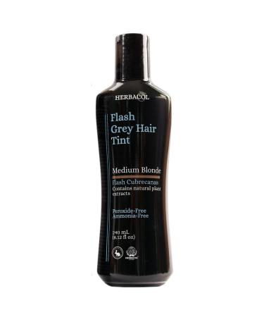 Medium Blonde "Flash" Gray Hair Cover | Ammonia and Peroxide Free | Herbacol Rubio Medio "Flash" Cubrecanas | Sin Amoniaco ni Peroxido | 8.1oz-240ml
