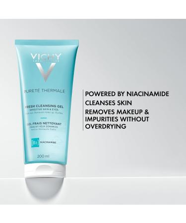 Vichy Puret Thermale Fresh Cleansing Gel - Gentle Makeup Remover with Glycerin & Niacinamide | Safe for Sensitive Skin | Refreshing Daily Cleanser - Buy Online on GoSupps.com