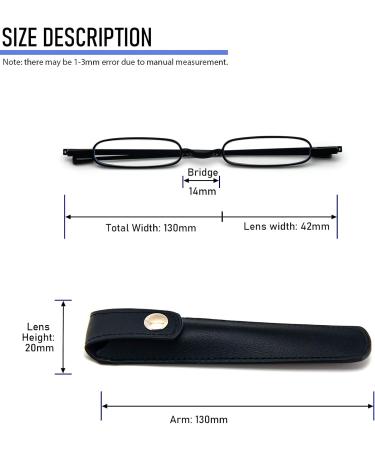 Buy Kokobin 2-Pack Mini Reading Glasses - Ultra-Light Spring Hinge Metal Reading Aid for Men & Women - 1 Diopter with Glasses Holster - Buy Online on GoSupps.com