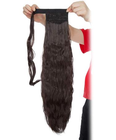 Long Ponytail Hair Extensions for Women 20-26 inches Curly Wrap Around Ponytail Corn Wave Ponytail Magic Paste Hairpiece 20 Inches - Dark Brown Dark Brown 20 Inch - Buy Online on GoSupps.com