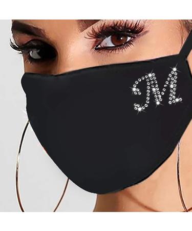 Lulupi Glitter Letters Multifunction Cotton Mask - Washable Rhinestone Christmas Motif Black Face Scarf for Women - Buy Online on GoSupps.com