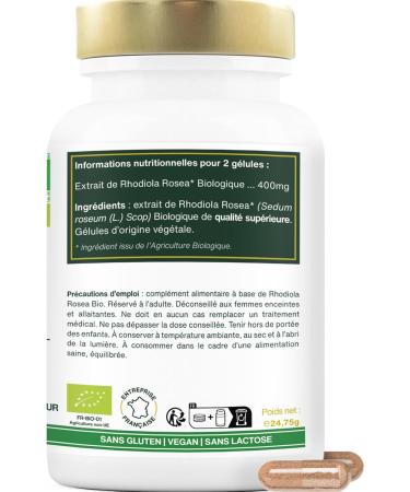 Rhodiola Rosea Organic | Concentrated Extract (Rosavine + Salidroside) | 100% Natural | Adaptogen Anti-Stress and Emotional Balance | 90 Vegan Capsules | Made in France | Superior Quality - Buy Online on GoSupps.com
