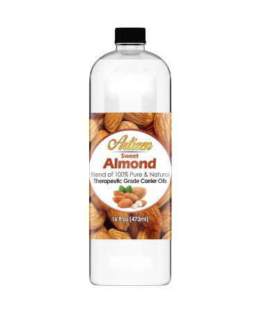 Artizen Sweet Almond Oil - 16oz (Ounce) Bottle (Blend of 100% Pure & Natural) - Perfect Carrier Oil for Diluting Essential Oils - Cold Pressed - Works Great as a Massage Oil, Aromatherapy, More!