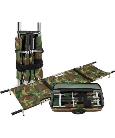 Folding Medical Stretcher Aluminum Alloy Stretcher First Aid Rescue Stretcher 10 Handles for Mobile Injured Mountain Rescue Decoration