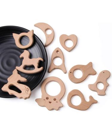 Organic Wood Teether Set for Infants - DIY Rattle Ring for Gum Relief and Toy Holder - Buy Online on GoSupps.com