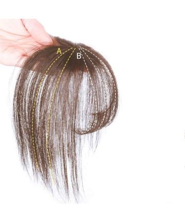 BSMEAN 3D Air Bangs Clip in Bangs Hairpiece Human Hair Hair Topper Extension Invisible Seamless Thin Neat Air Bangs Light Brown