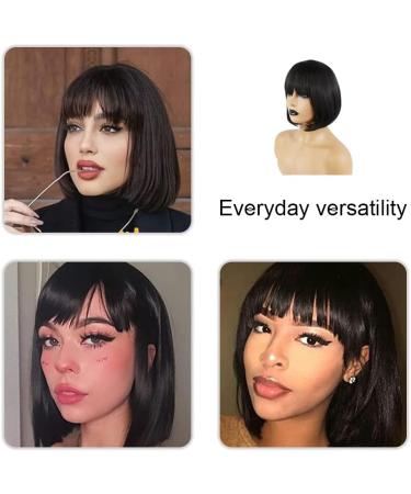 Black Bob Wig with Fringe - Short Synthetic Hair Wig for Women | Perfect for Parties, Cosplay & Costumes - Buy Online on GoSupps.com