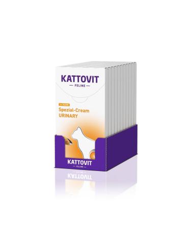 KATTOVIT - Urinary Cream for cats | Dietary snack for cats enriched with calcium sulfate reduced in magnesium For adult cats | Snack for cats with practical portions | 11 x 6 x 15 ml chicken