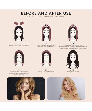 Women's Heatless Curling Rod Rollers - No Heat Silk Curls Headband with Soft Foam Curling Ribbon and Flexi Rods for Natural Long Medium Hair - DIY Hair Styling Tools (Black) - Buy Online on GoSupps.com