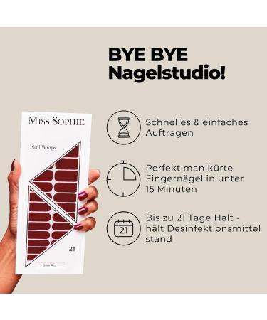Shop Miss Sophie Nagel Brick Red Nail Wraps | Ultra-Thin Long-Lasting Self-Adhesive Foils - 24 Pack - Buy Online on GoSupps.com