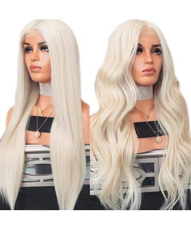 BGHJUE Platinum Blonde Wig 26 - Synthetic Lace Front Wig with Baby Hair | Glueless Heat Resistant Wigs for Women - Buy Online on GoSupps.com