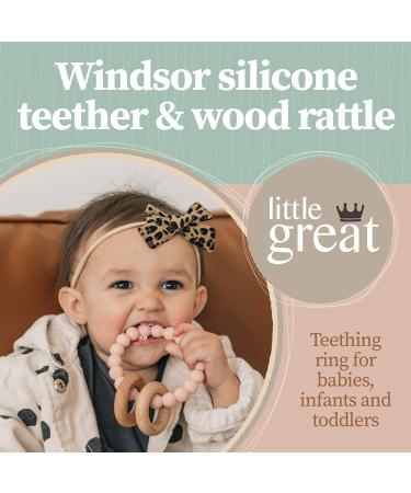 Windsor Teether & Rattle - Silicone Teething Toy & Wood Rattle for Babies - Grey | BPA & Phthalate Free - Buy Online on GoSupps.com