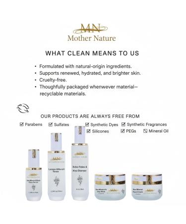 MN Mother Nature Sea Mineral 5-Piece Skincare Set Dulse Aloe Cleanser Lemon Neroli Toner Elixir Serum Clay Mask & Face Cream Seaweed & Wakame for Renewed Hydrated and Brightened Skin - Buy Online on GoSupps.com