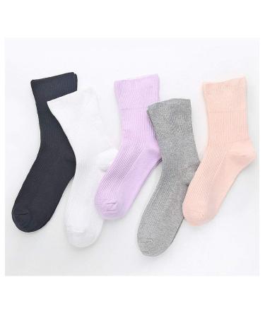 BIHIKI Women's Diabetic Socks Seamless Toe Socks Loose and Non-Binding 5 Pairs Multi-colored