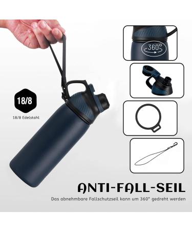 FJBOTTLE Stainless Steel Sports Drinking Bottle | 600ml BPA-Free Magnetic Lid Leak-Proof | Ideal for School Fitness and Outdoor Activities | Dark Blue - Buy Online on GoSupps.com