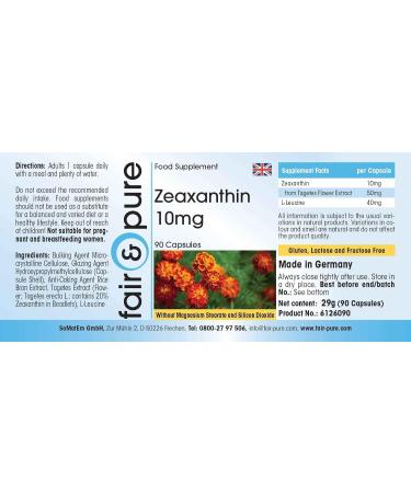Fair & Pure - Z axanthine 10mg de 50mg d'extrait de Tagetesbl ten - naturel - v gan - 90 g lules - Buy Online on GoSupps.com
