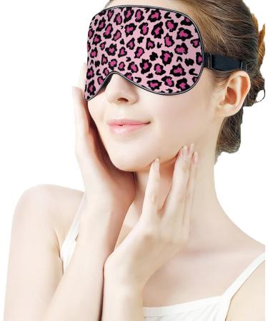 Pink & Black Leopard Skin Sleep Mask for Women | Adjustable Eye Shades with Elastic Strap - Cozy Sleep Accessory - Buy Online on GoSupps.com
