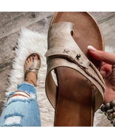 Bunion Correction Sandals for Women - Non-Slip Breathable Clip Toe Flats - Comfortable Summer Walking Sandals for Hallux Valgus - Light Grey 7 - Buy Online on GoSupps.com