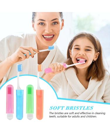 Buy Foldable Travel Toothbrush Set - Portable Mini Soft Manual Toothbrush for Adults & Kids | Perfect for Hiking & Camping (Orange Red Blue Green) - Buy Online on GoSupps.com
