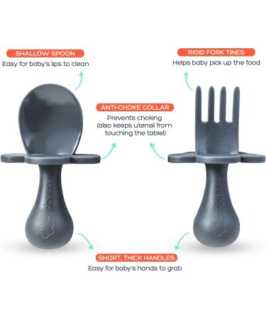 Grabease Toddler Utensils - Self Feeding Baby Forks, BPA-Free, Phthalate-Free - 1 Set Gray - Buy Online on GoSupps.com