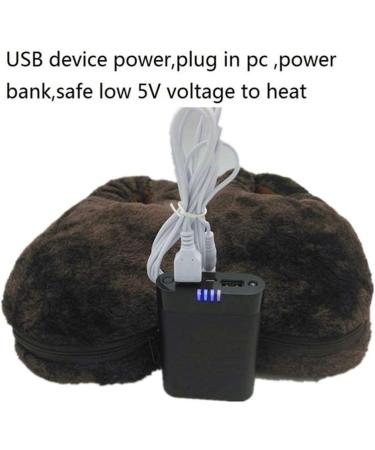 USB Electric Heating Slippers - Brown Plush Foot Warmers for Winter | Cozy Household Heating Shoes - Buy Online on GoSupps.com