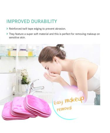 KODAMO Reusable Makeup Remover Cloth 12 Pack - Washable Facial Cleansing Towel for All Skin Types - Eco-friendly Microfiber With Laundry Bag (Pink) - Buy Online on GoSupps.com