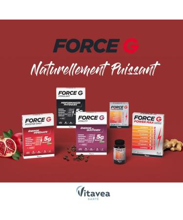 Force G Booster Shot Natural Energy Supplement Ginseng Ginger Guarana Royal Jelly Pomegranate Caffeine 7 Reinforced Active 20 Ampoules 20 Days Made in France Vitavea - Buy Online on GoSupps.com