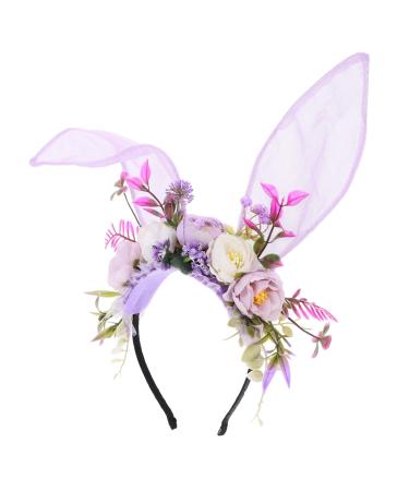 HONMEET Rabbit Ear Headband Bunny Ears Headband Adult Ears Headpiece Easter Headband Bunny Costume Accessories Cosplay Headband Flower Headband Party Headbands Bunny Headband Fabric Purple One Size Purple