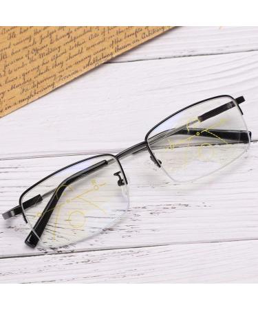 Elderly Glasses Visual Fatigue Relief Multifocal Reading Glasses Anti Blue Rays Presbyopic Glasses with Case(+200)