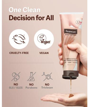 FOAMIST Vegan Arabica Coffee Body Scrub for Cellulite & Dark Spots - Exfoliate, Tone & Hydrate - 8.4oz - Buy Online on GoSupps.com