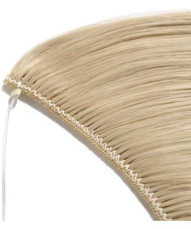 Hair Extensions no Clip Invisible Wire Adjustable Secret Rubber Band Hairpiece Real Natural Synthetic Fibre Hair 20 inch Straight Dark blonde mix bleach blonde - Buy Online on GoSupps.com